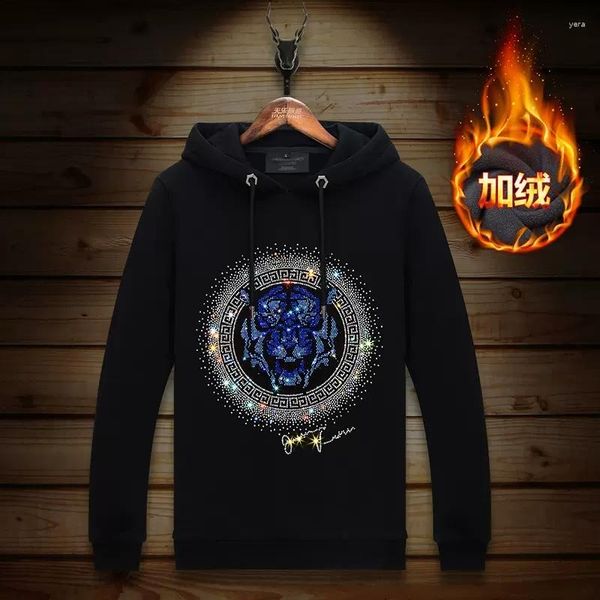 Herren Hoodies 2023 Männer Hoodie Tiger Strassmodische Streetwear Pullover Gürtel Dicke Kapuze -Herren Winter Kleidung Schweiß Kapsele Homme Homme