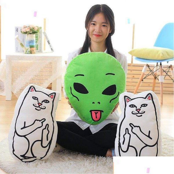 Фаршированные плюшевые животные 46 см Ripndip Lord Nermal Lordnermal Toys Cat Green Alien Lil Mayo Doll Kawaii подушка подушка день рождения подарок L Dhzs5