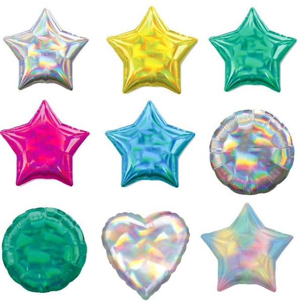 Decorazione Nuovo arrivo Palloncino in alluminio rotondo a forma di cuore a cinque stelle Decorazione per bar per negozio di articoli di compleanno