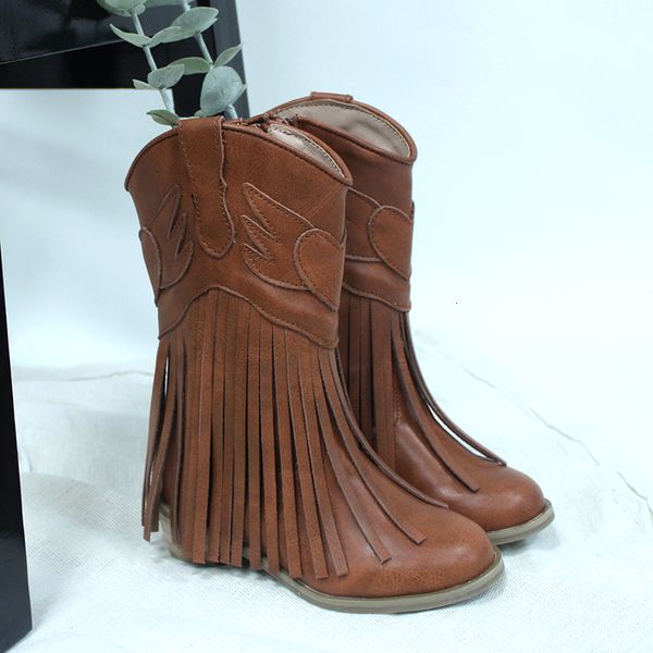 Botas que vendem moda e cool versátil salto alto tassel crianças meninas meninos garotos boot de cowboy 230811