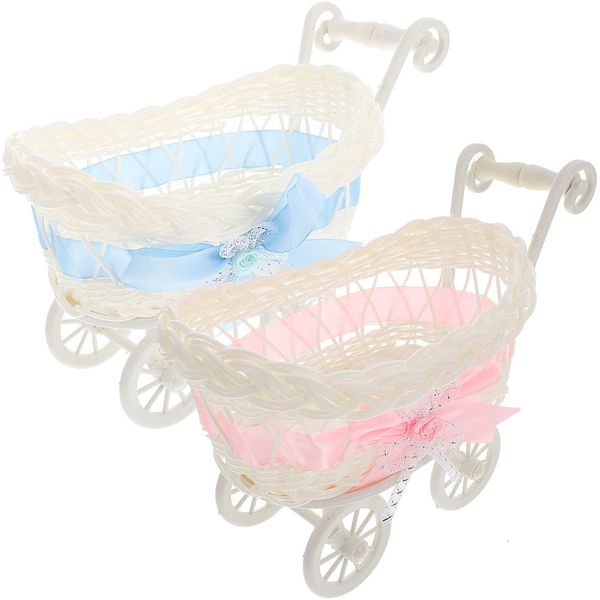 Werkzeuge Workshop Nachahmung Rattan gewebtes Plüschpuppen Trolley Bonbonkörbe Einkaufswagen Kinder Spielzeug Babyparty Hochzeitsbevorzugungen Dekoration 230812