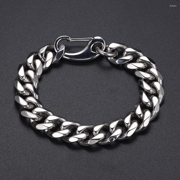 Braccialetti di collegamento 15 mm forti gioielli pesanti forti di alta qualità in acciaio inossidabile color ginnastica a pezzi cubani marina di uomini bracciale bracciale maschio maschio