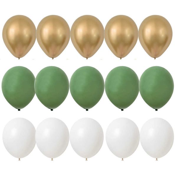 Decorazione 15pcs da 10 pollici in palloncini in oro bianco in oro verde per il compleanno giungla decorazione fai -da -te decorazioni per la casa R230812