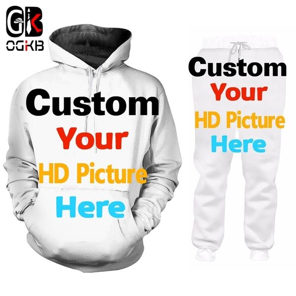 Herren Tracksuits Custom Tracksuit 2 Stücke Hose Sets Männer und Frauen Custom Own Pictures 3D -Druck Hoodie Tracksuit Jogging Hosen DIY -Kleidung 230811