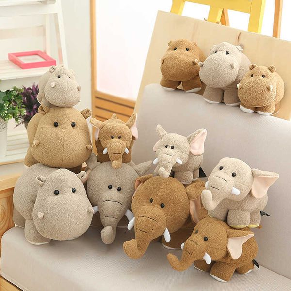 Animais de pelúcia de 20 cm de pelúcia hipopótamo brinquedo fofo de orelha grande elefante boneca brinquedos para meninos bichos de pelúcia realistas decoração de mesa de casa presente de aniversário para meninas