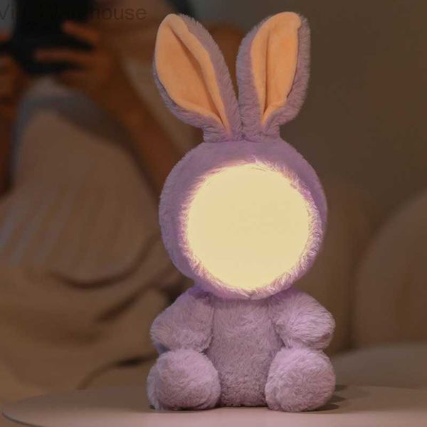 Sevimli Bear Bunny Dolgulu Led Gece Lambası Peluş Bebek Oyuncak Uyku Gece Işığı Şarj Edilebilir Başucu Oda Dekor Çocuk Noel Hediyeleri HKD230812