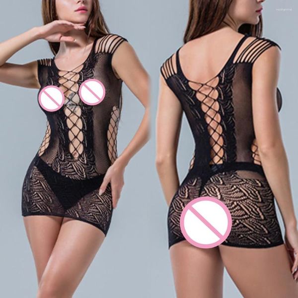 Lässige Kleider, die sexy Fischnetzkleid für Frauen erotischem Mesh hohlen Versuchung Kurzrock weibliche einteilige Dessous Nachtclub verkaufen