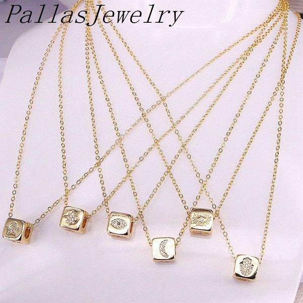 Collane a ciondolo 10pcs color oro color chior-color cz micro pavimentazione occhio/stella/distanziatore di perle da distanziatore moon