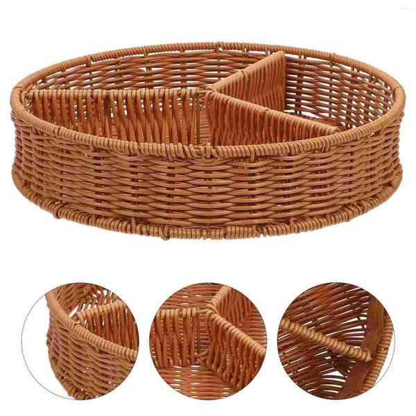 Geschirrsets Rattan Storage Basket Home Organizer Pastoral Style Desktop Sundies Imitation gewebtes Multifunktion kreativ