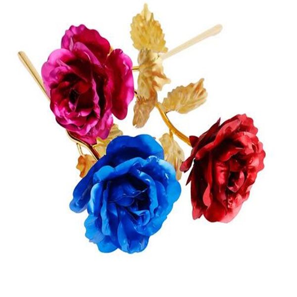 Künstliche Farbe 24k Rose Valentine Day Geschenkbox 24k Gold plattiert golden Rose Blumen Urlaubszeitzeit Hochzeitsfeier Dekoration GC2246