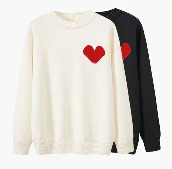 Designer -Pullover Loveheart eine Frau Liebhaber Strickwinkel gegen runde Hals hohe Kragen Frauenmodet Buchstaben weiß schwarzer lang Ärmeln Kleidung Pullover Männer Frauen Pullover