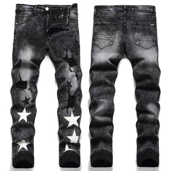 AR MENS Designer Jeans Miri New Miri Jeans Purpur Stack Ksubi Jeans Trendy Marke Abgenutzte Lochjeans Männer amerikanische Hosen gerade Beinhosen Flare Jeans Badfriendfriend Jeans