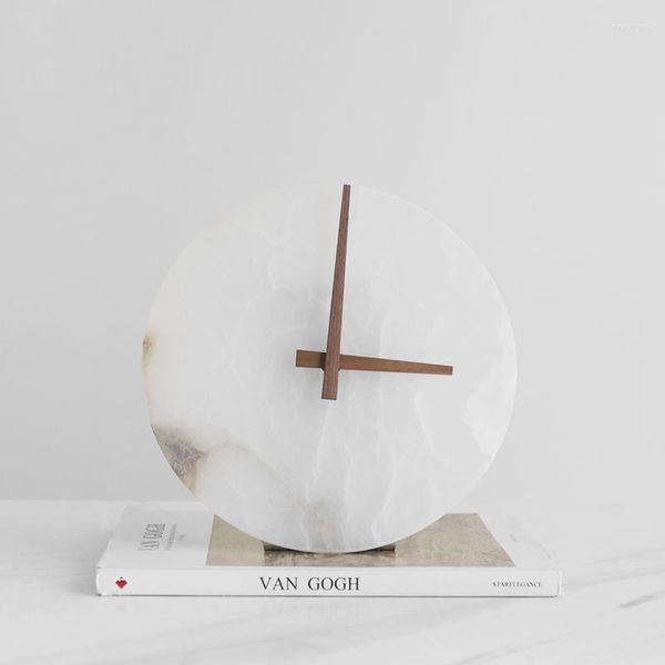 Orologi da tavolo di lusso rotondo creativo marmo creativo 23 cm clock pendulum camera da letto per la camera da letto decorazioni con bancono