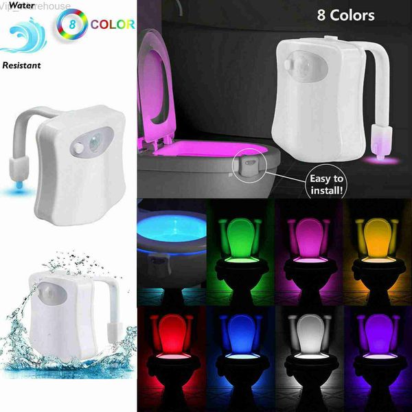 Smart Pir Motion Sensor Toilette Sitz Nacht Licht 8 Farben wasserdichte Hintergrundbeleuchtung für Toilettenschüssel LED Luminaria Lampe WC Toilettenleuchte HKD230846