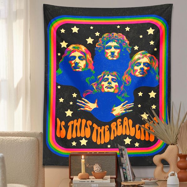 Гобелена 70 -е годы 60 -х годов ретро -гобелен диско, современный плакат - это реальный психоделический хиппи Старри Винтажный Фон Стена Дом 230812