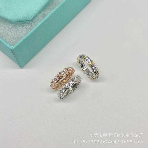 Designer tiffay s925 prata esterlina alta edição diamante cruz anel moda simples ninho de pássaro vendas quentes