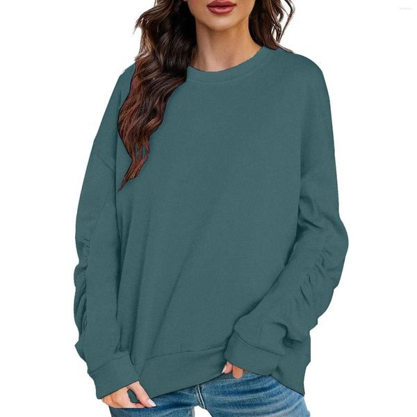 Con cappuccio femminile femminile imitazione in cotone pullover a maniche lunghe a maniche lunghe piatti da giro per l'equipaggio a pianta da giro per donne con cappuccio sportivo casual autunno autunno