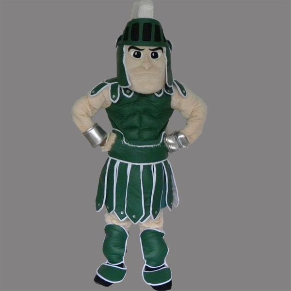 2018 Factory English Knight Warrior Mascot Costume verde Fancy Party Dress Dress Halloween Carnival Trajes Tamanho adulto229s