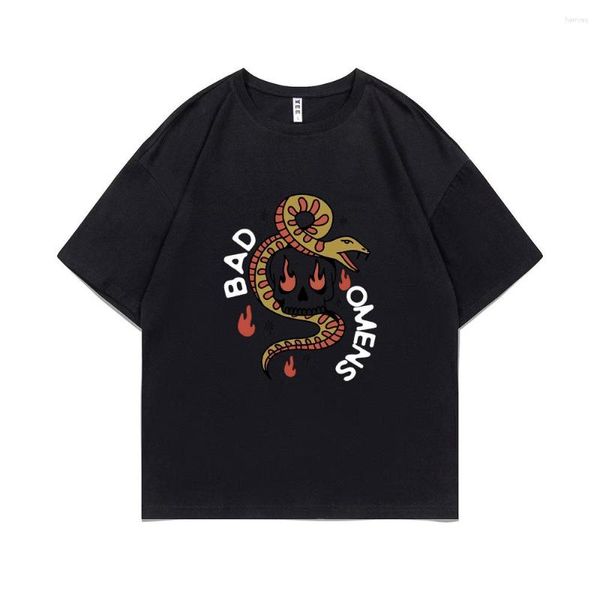 Camisetas masculinas omens bad uns engraçados de panke skull skull gráfico de verão masculino mulheres moda camisetas unissex algodão