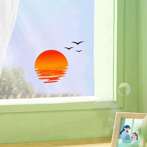 Aufkleber Neue 3D Sunset Seagull Seaview Szenen Aufkleber für Auto Styling Auto Fensterkörper Motorräder Modedekoration Accessoires R230812