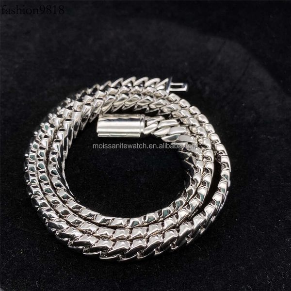 Personal Custom 10mm Sterling Sier Cuban Link High Polished Plain Miami Cuban Halskette Hip Hop Schmuck für Männer und Frauen