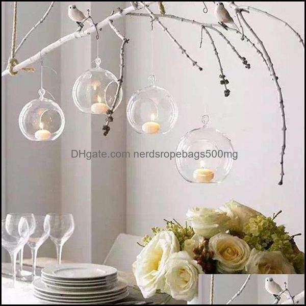 Titulares de vela Borossilicate Crystal Holding Holding Candlestick Home Wedding Party Decor Decor Grass 172 V2 Drop Delivery Garde Dhxla