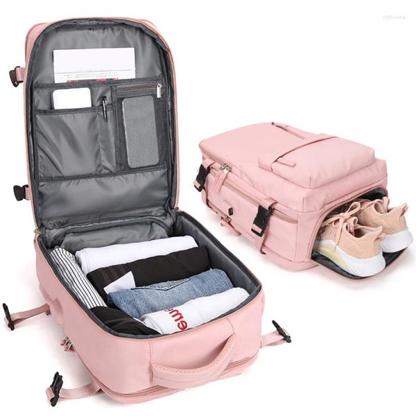 Borse per la scuola zaino da viaggio Pink Women Airplane di grande capacità bagaglio multifunzione bagaglio a prova di ricarica USB leggero Bagpack sportivo