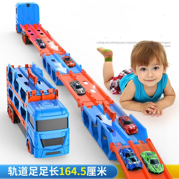 Diecast Model Car Transporter Truck Toys Mega Hauler Trucks for Kids Alloy Loy Trolley Transportador de caminhão de contêiner de três camadas de três camadas 230811