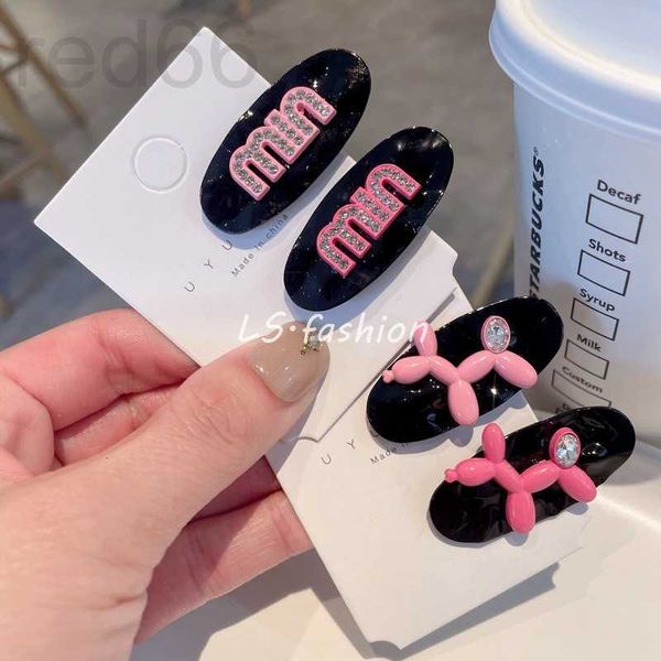 Haarklammern Barrettes Designer süßer koreanischer Ballon Hund Entenmund Clip rosa Ton Strassbrief Bang Haarnadel Süße kleine Seite 9bxb