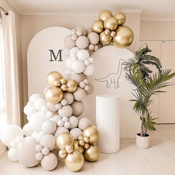 Decorazione Ghirlanda di palloncini bianchi beige Palloncino matrimonio rustico Crema Oro Compleanno Baby Shower Battesimo Fidanzamento