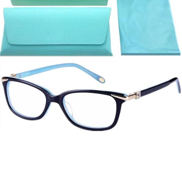 Nuove 20f60 ​​Women Turquoise Blue Smallrim Frame per occhiali Eleglant femmina di qualità artificiale Diamond Temple Prescrizione a pianta pura 52-17-140 Custodia a set completo