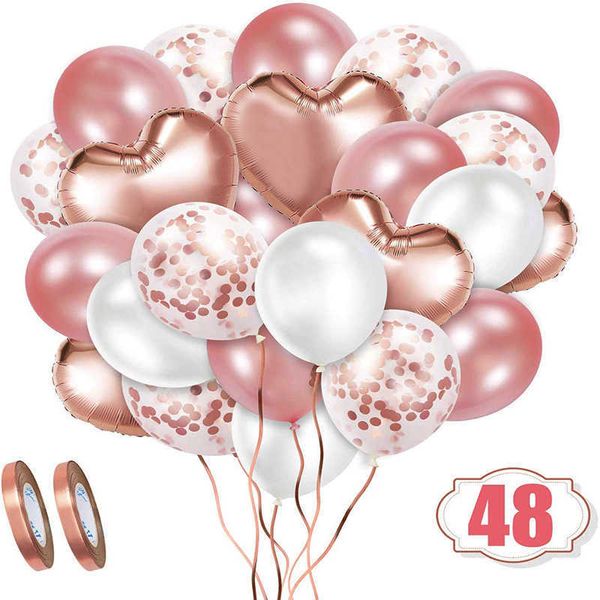 Decorazione 48 pezzi nuovi palloncini in gomma con pellicola in alluminio con paillettes Set decorazione di compleanno personalizzata per matrimonio