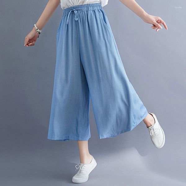 Frauenhose Japanische Mode weiche schlampige dünne Eis Seiden Baggy Straight Jeans Wide Bein Frauen Kleidung Frauen lässige sexy Culottes