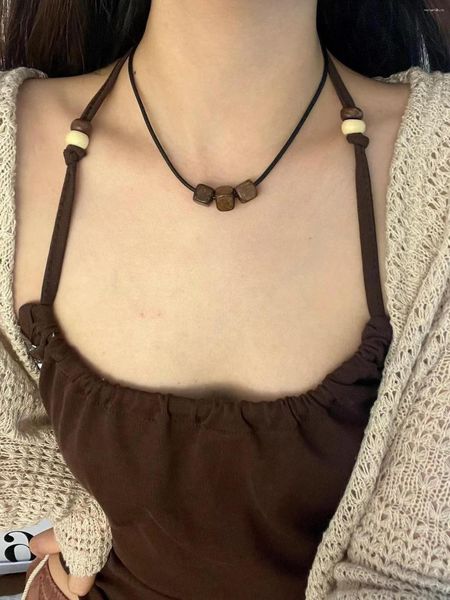 Choker Bohemian Vintage Geometrische Y2k Schwarz geflochten