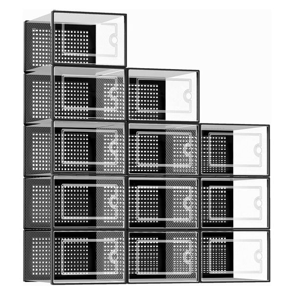 Große Schuhorganisatorspeicherboxen für klare Plastikstapel -Sneaker -Behälter Behälter mit Deckel Großer Ersatz für Schuhständer, 12 Pack