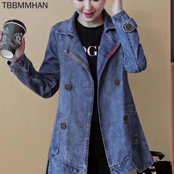 Jackets femininos Moda Menas Jacket feminino Spring Autumn Denim Coat feminino Versão coreana Casual Jeans de Windbreaker Loose Plus Size Size Longa 230811