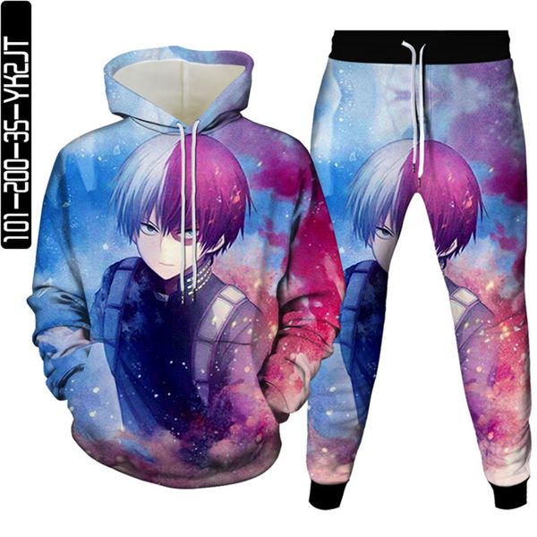 Herren Traursuits Männer Tracksuit Japaner Boku no Academia Anime Print My Hero Academy 3D Hoodiestrousers 2pcsset Women Casual Clothes S-6xl 230812