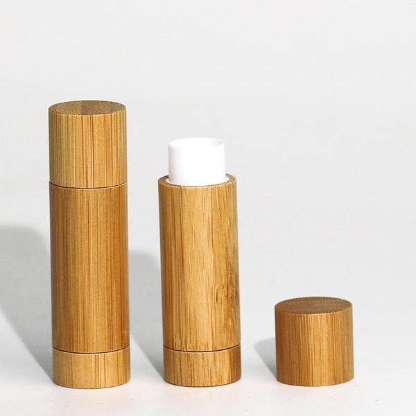 Speicherflaschen 5ml 5G Kosmetischer Behälter leer Mini Lippenschuld Röhrchen Make -up Bambusrohr Lippenstift Runde Verpackung