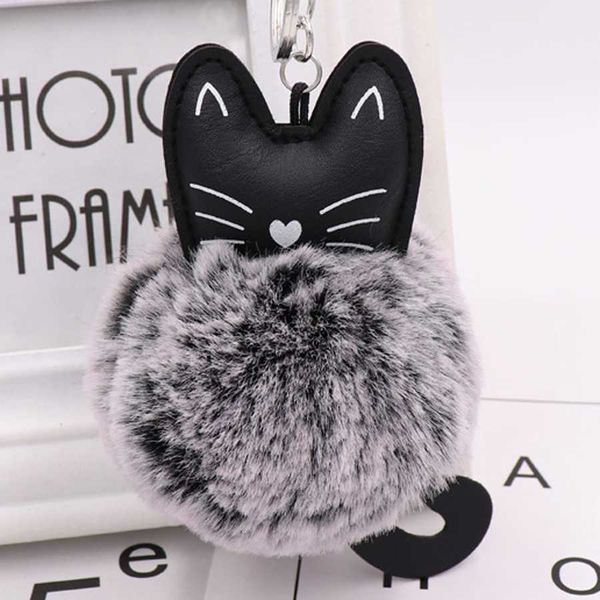 Keychains Bedanyards Black Kitten Blush Plush Chain Simulação Rabbit Pingente Bacha de gato Keyring For Women Girl Bolsa Jewelry Acessórios Presente