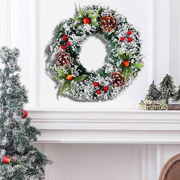 Flores decorativas 1pc DIY Christmas Wreath Holiday Decoration Simulation Tree pendurado artesanato artificial Red Fruit Pine Creative