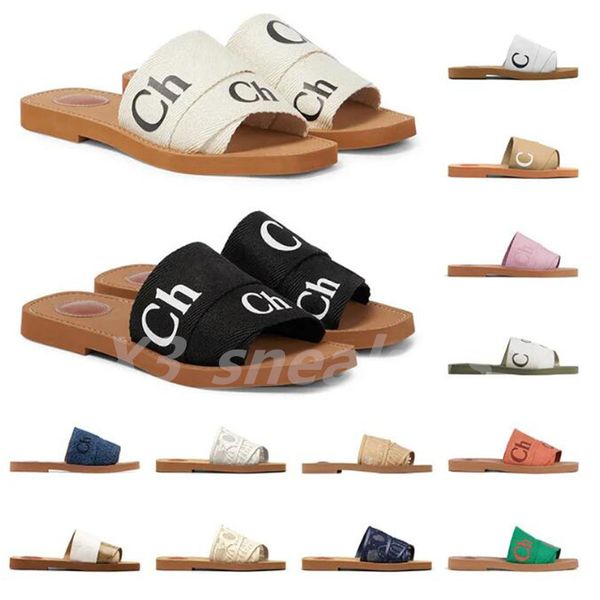 designer woody womens sandals muli croce pannelli di stoffa leggera beige beige bianco nero rosa lece in tela di tela slifori donne estate all'aperto 35-42 x27