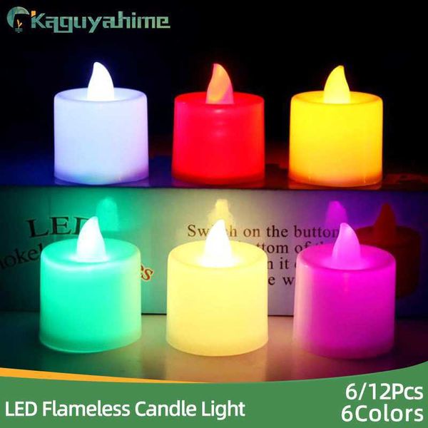 Kaguyahime 6/12pcs LED Electronic Candeve Confession Proops Decorazione di nozze creativa Candela in plastica in plastica Piccola Light HKD230812