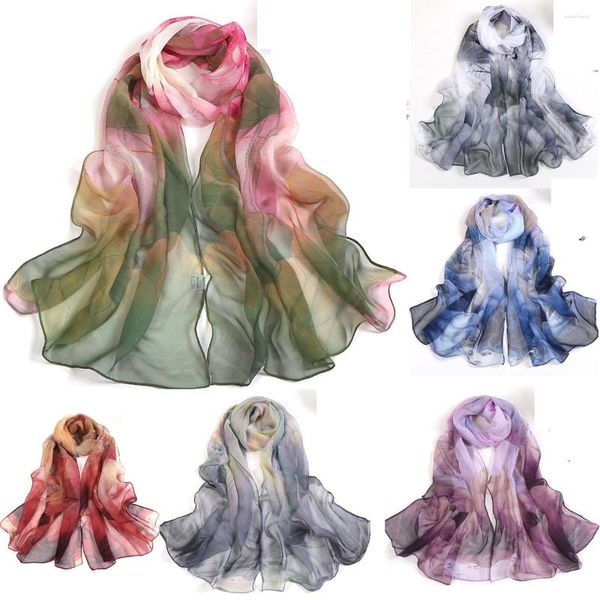 Schals modische weiche Chiffonschals für Frauen Leichter Druck Lotus Muster eleganter Schal -Schal -Mode -Sonnenschutzschlecken
