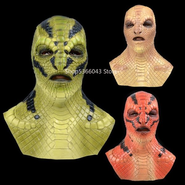 Partymasken Latex Viper Halloween Cosplay Maske beängstigende Schlange schreckliche gruselige Monster Party Kostümmasken Erwachsener Halloween Party Accessoires Prop 230811