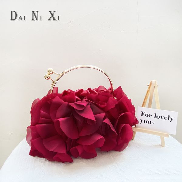 Abendtaschen Dai ni xi Luxus Seiden Blume Clutch Tasche Damen Braut Handtasche Metallgriff Frauen Hochzeit Satin Geldbeutel 230811