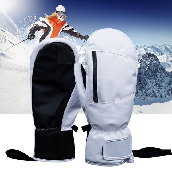 Luvas de ciclismo Homens, homens, snowboard de esqui de inverno pode tocar na tela impermeável térmica espessa mobile de neve mittens preto branco cinza 230812