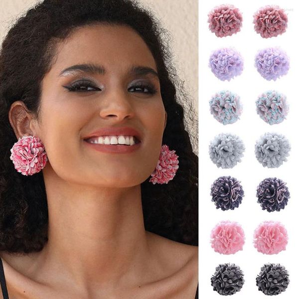 Dangle Earrings 8 Colors Cloth Flower Big Size Stud For Women Temperament Floral Wedding Bride Earring Jewelry Gift Accessories