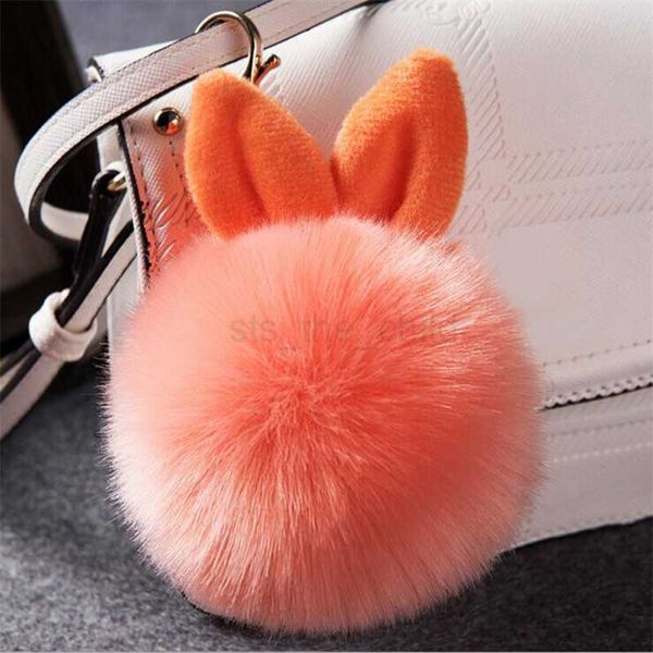 Клавные ланирды Новая мода Pompom Rabbit Sergring Baring Ball Mite Culechain Key Rings Ювелирные украшения творческий пакет Car Мех подвесной подвесной шарм