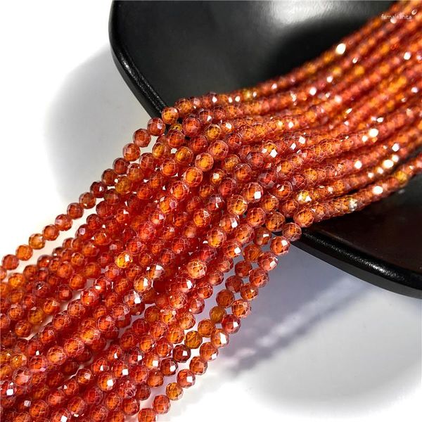 Perlen kleine Natursteinorange Zirkon 2 3 4 mm Abschnitt Lose für Schmuck Herstellung Halskette DIY Armband Accessoires