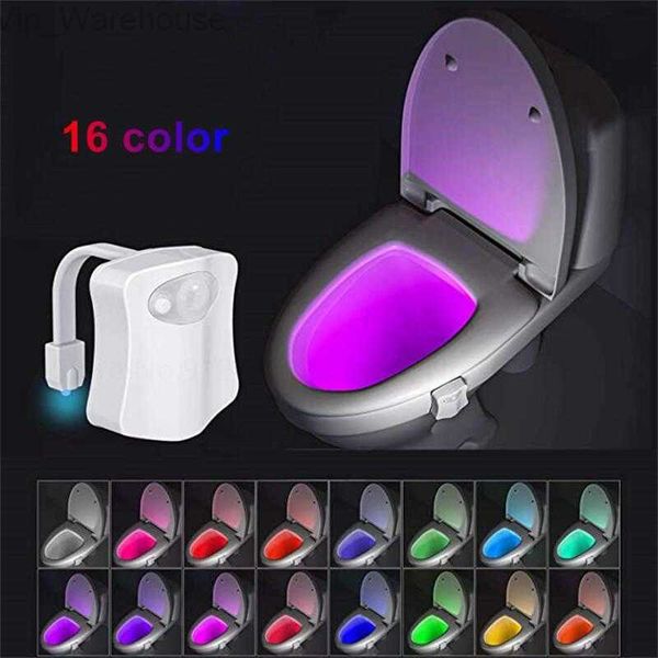 16 Color Smart Pir Motion Sensor Toilettensitz Nacht Licht wasserdichte Hintergrundbeleuchtung für Toilettenschüssel LED Luminaria Lampe WC Toilettenleuchte HKD230812